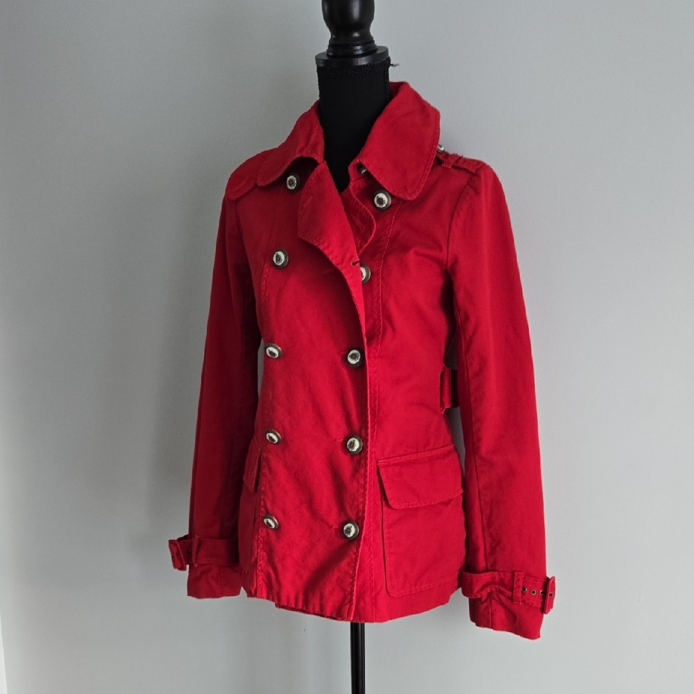 BB Dakota Red Double-Breasted Trench Jacket